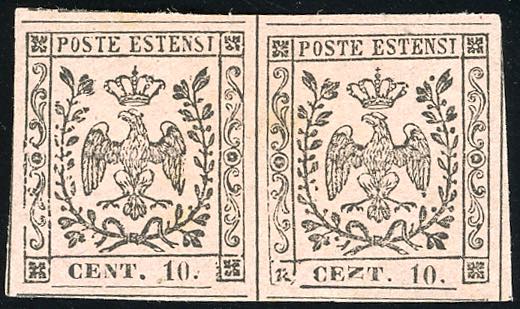 1854 - 10 cent. rosa, punto dopo ... 