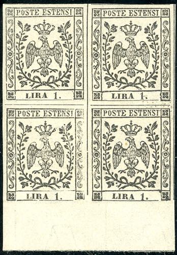 1853 - 1 lira bianco (11), blocco ... 