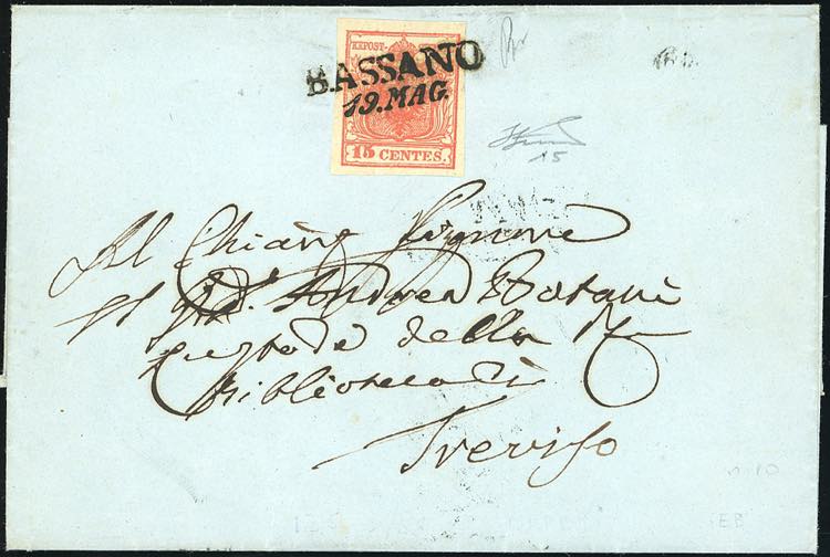 1851 - 15 cent. rosso vermiglio, ... 