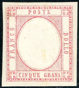 1861 - 5 grana rosa (21e), gomma ... 