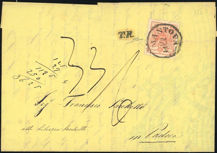1855 - 15 cent. rosso, carta a ... 