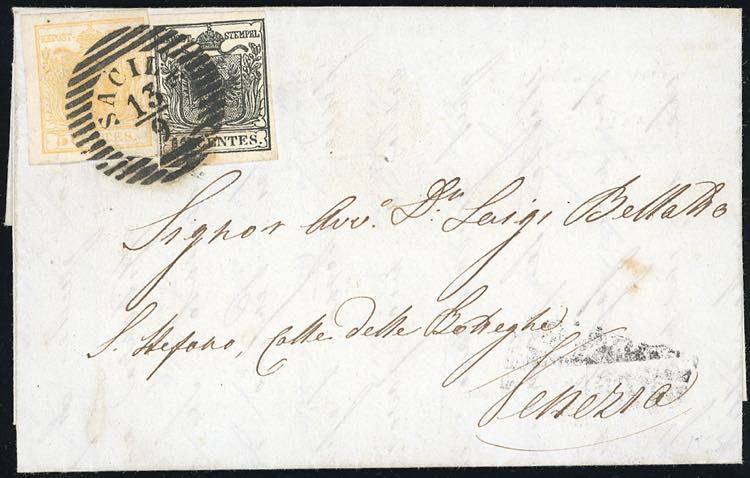 1852 - 5 cent. giallo ocra, ... 