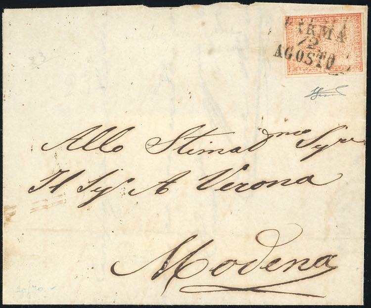1853 - 15 cent. vermiglio, stampa ... 