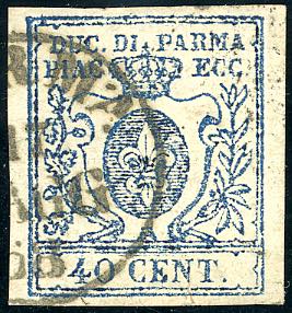 1857 - 40 cent. azzurro scuro ... 
