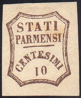 1859 - 10 cent. bruno, cifra 1 ... 