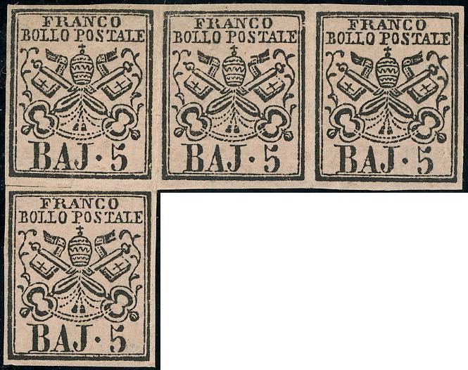 1852 - 5 baj rosa chiaro (6), ... 