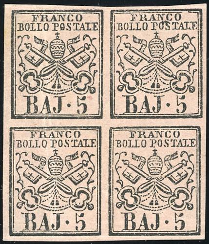 1852 - 5 baj rosa carminio (6A), ... 