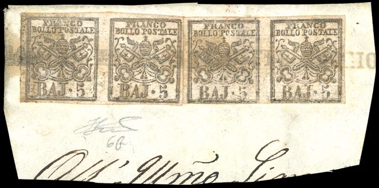 1854 - 5 baj rosa chiaro, stampa ... 