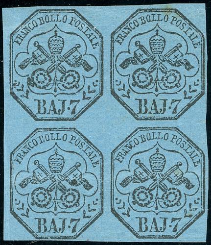 1852 - 7 baj azzurro (8), blocco ... 