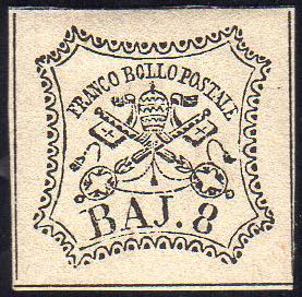 1852 - 8 baj bianco (9), gomma ... 