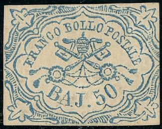 1852 - 50 baj azzurro (10), nuovo ... 