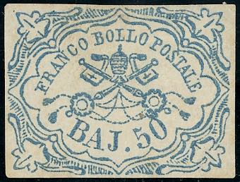 1852 - 50 baj azzurro (10), nuovo ... 