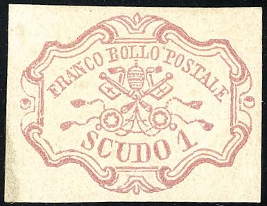 1852 - 1 scudo rosa carminio (11), ... 