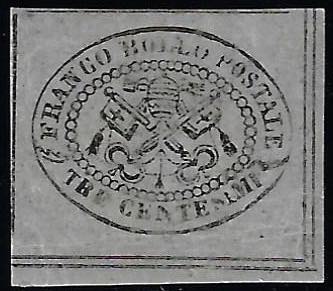 1867 - 3 cent. grigio (15), angolo ... 