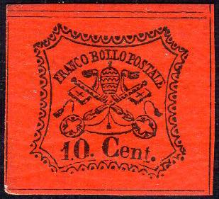 1867 - 10 cent. vermiglio arancio ... 