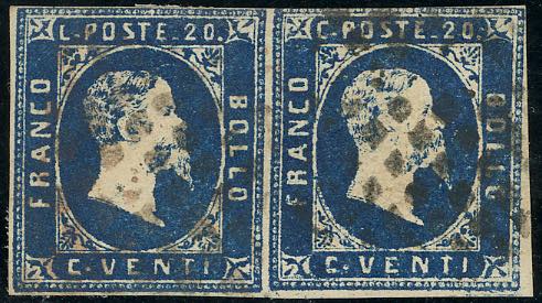 1852 - 20 cent. azzurro (2), ... 