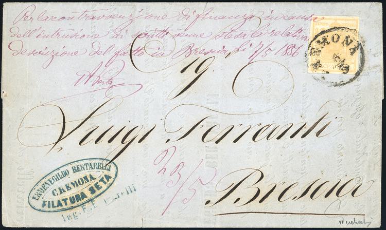 1856 - 5 cent. giallo ocra (1), ... 