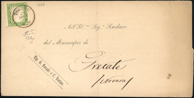 1858 - 5 cent. verde giallo ... 