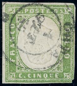 1859 - 5 cent. verde giallo, ... 