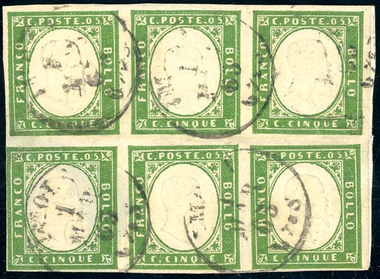 1863 - 5 cent. verde (13Ea), ... 