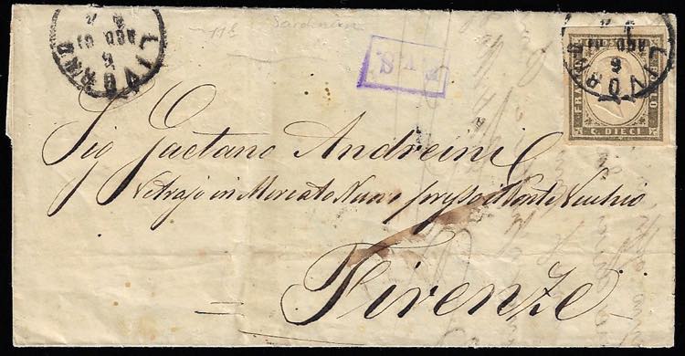 1861 - 10 cent. oliva brunastro ... 