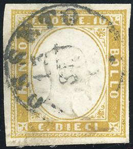 1862 - 10 cent. giallo olivastro ... 