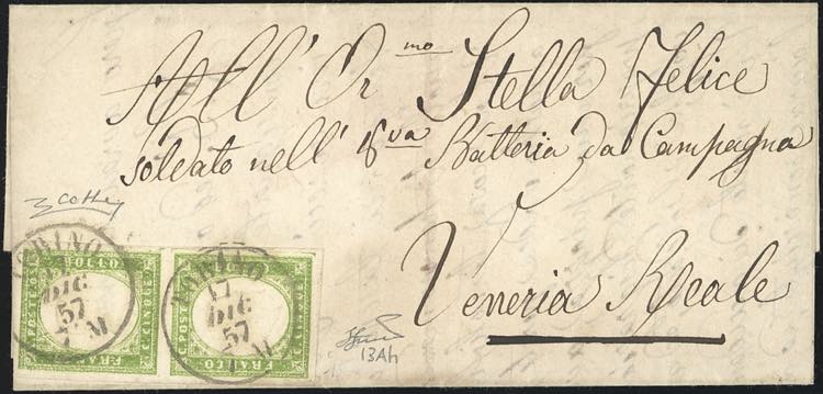 1857 - 5 cent. verde giallo, ... 