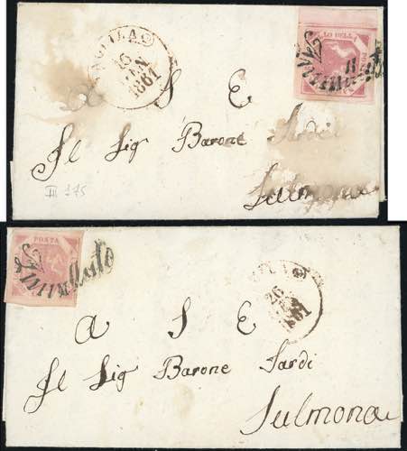 1861 - Due lettere affrancate con ... 