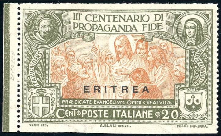 1923 - 20 cent. Propaganda Fide, ... 