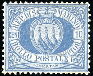 1877 - 10 cent. oltremare Stemma ... 