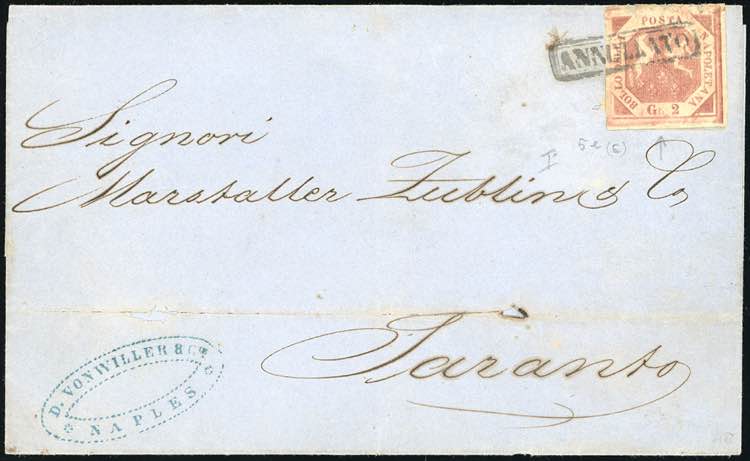 1860 - 2 grana carminio, I tavola ... 