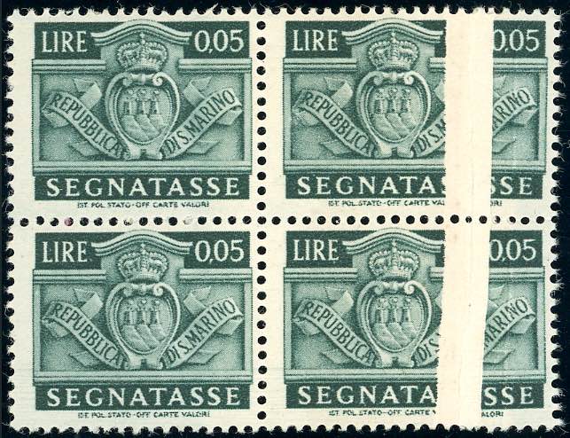 1945 - 5 cent. Stemma, blocco di ... 