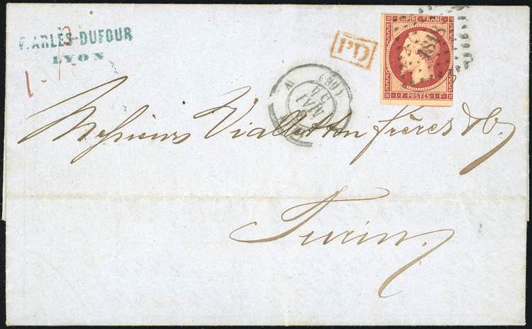 FRANCIA 1854 - 1 fr. carminio, ... 