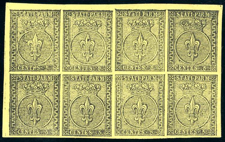 1852 - 5 cent. giallo arancio (1), ... 