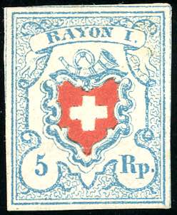 SVIZZERA 1851 POSTE FEDERALI - 5 ... 