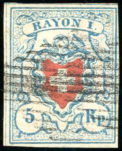 SVIZZERA 1851 POSTE FEDERALI - 5 ... 