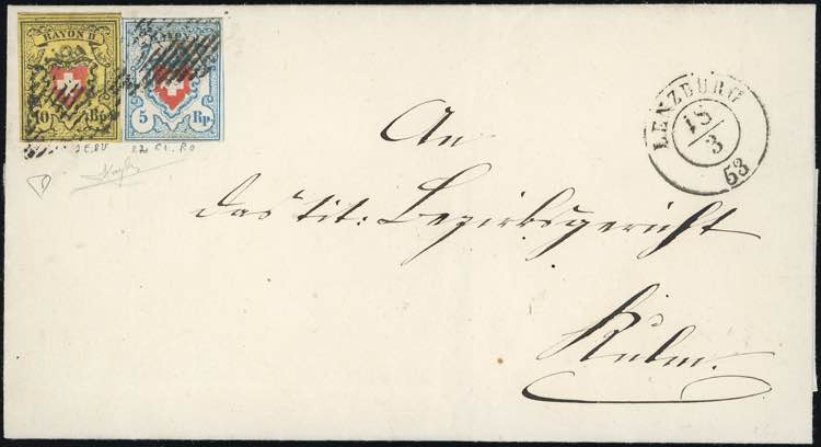 SVIZZERA 1853 POSTE FEDERALI - 10 ... 
