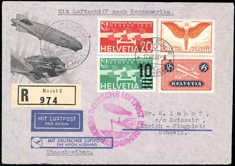 SVIZZERA POSTA AEREA ZEPPELIN 1936 ... 