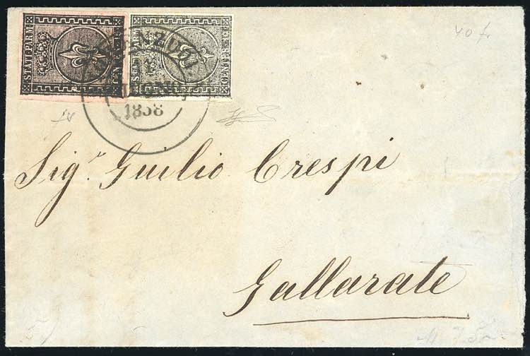 1858 - 10 cent. bianco, 15 cent. ... 