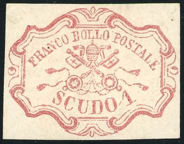 1852 - 1 scudo rosa carminio (11), ... 