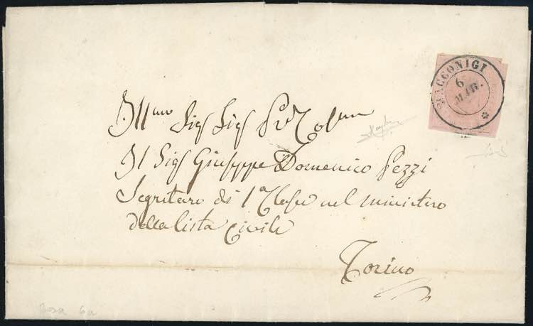 1857 - 40 cent. rosa (6a), ... 