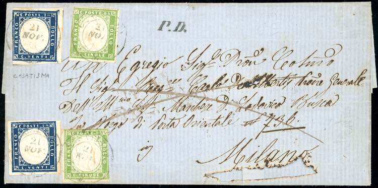 1858 - 5 cent. verde giallo, 20 ... 