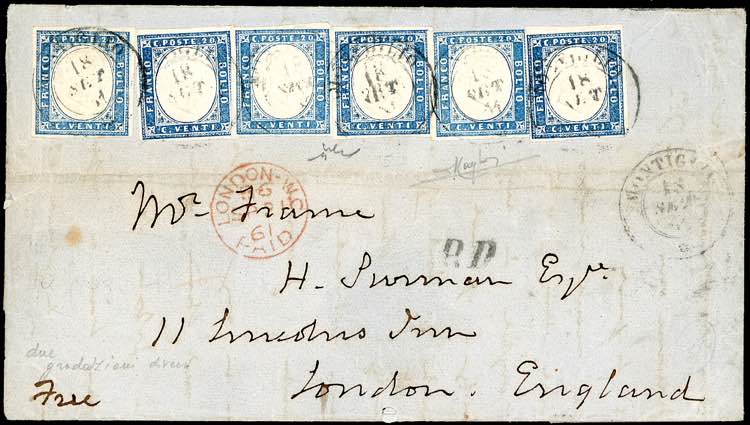 1861 - 20 cent., sei esemplari di ... 