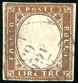 1861 - 3 lire rame (18), usato, ... 