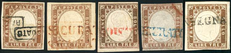 1861 - 3 lire rame, un esemplare e ... 