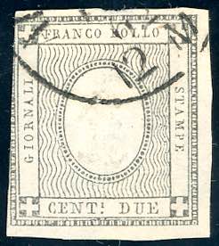 1861 - 2 cent. grigio nero, errore ... 
