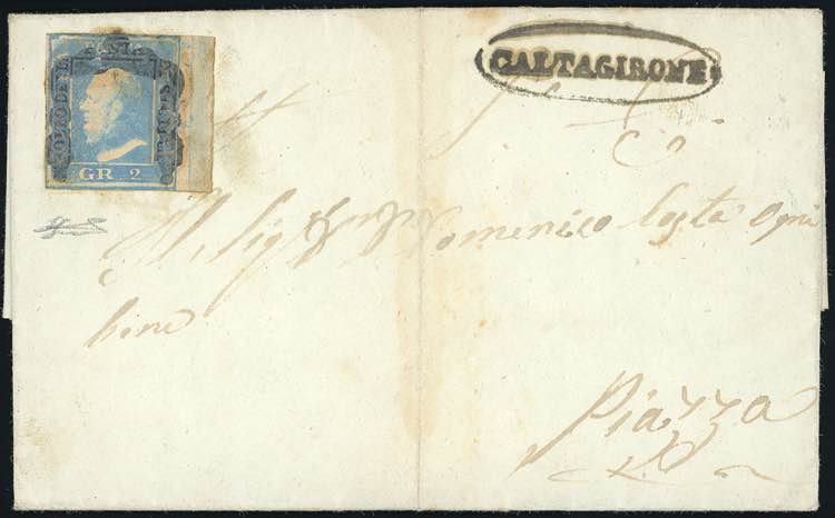 1859 - 2 grana azzurro, I tavola ... 