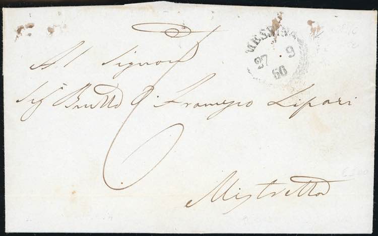 1860 - Lettera non affrancata da ... 