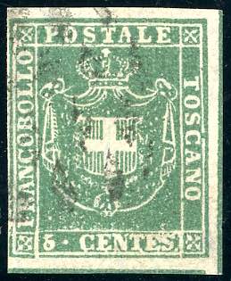 1860 - 5 cent. verde, linea di ... 