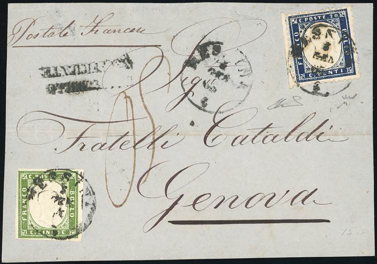 1863 - 20 cent. indaco, bordo di ... 